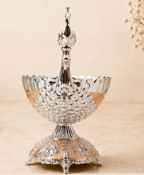 GS-137A Single Peacock Elevated Pedestal Bowl